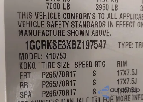 2011 Chevrolet Silverado 1500 Lt from USA, damaged, VIN 1GCRKSE3XBZ197547